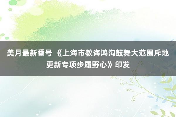 美月最新番号 《上海市教诲鸿沟鼓舞大范围斥地更新专项步履野心》印发