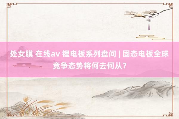 处女膜 在线av 锂电板系列盘问 | 固态电板全球竞争态势将何去何从？